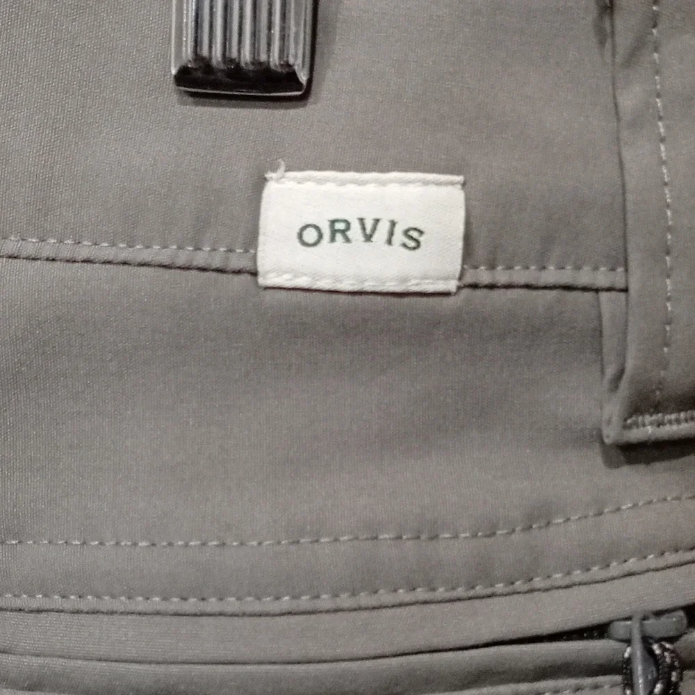 Orvis Mens Tech Pants 32x32 Khaki Tan Outdoor Hiking Travel Straight Leg Pockets